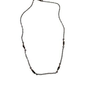 "New" Handmade Silver-tone Chain Beaded Station Necklace Ladies OS